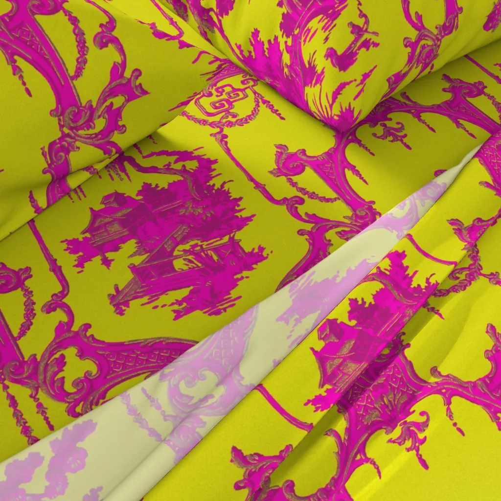 Hawes Chinoiserie Toile Queen Sheet Set - Bright Pink alternate view