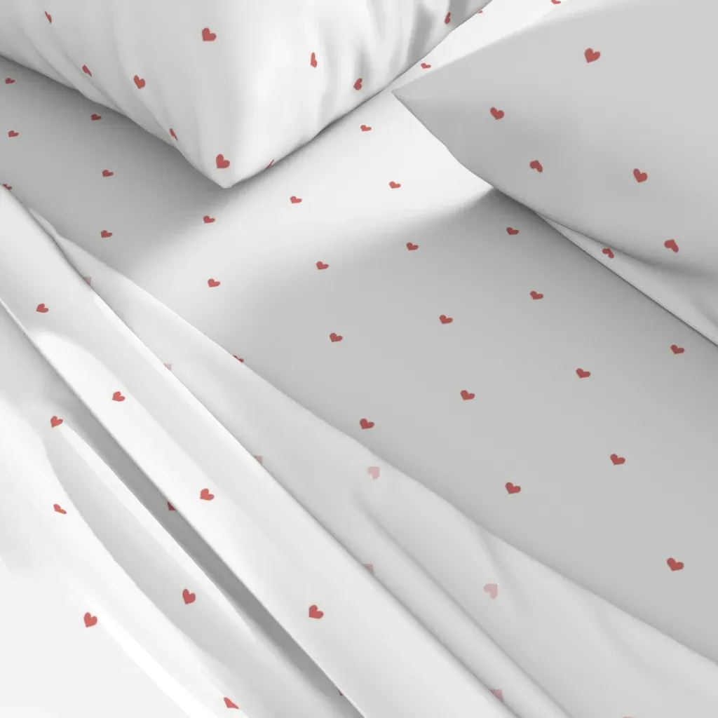 Heart Coordinate Watercolour Blue Whales Queen Sheet Set - Coral alternate view