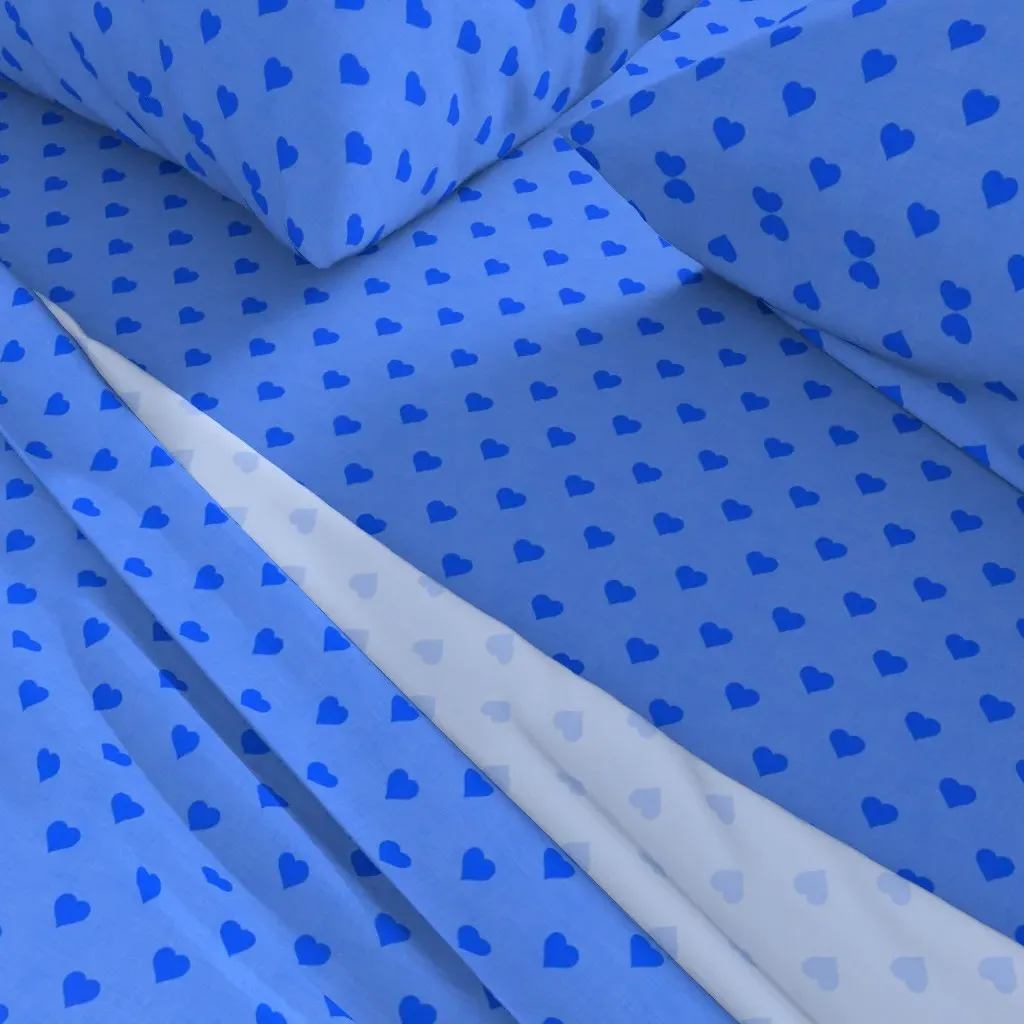 Hearts On Linen Queen Sheet Set - Blue alternate view