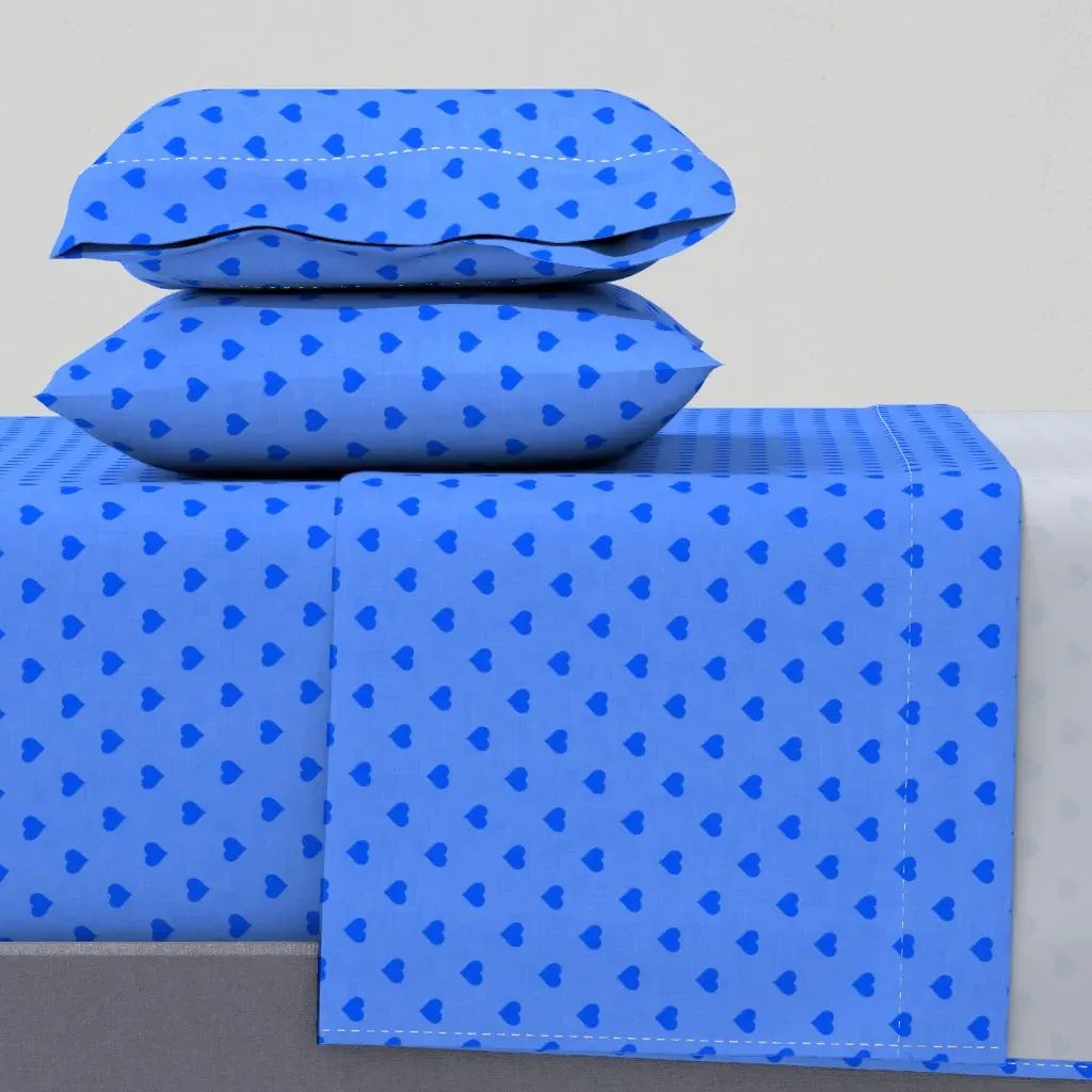 Hearts On Linen Queen Sheet Set - Blue product