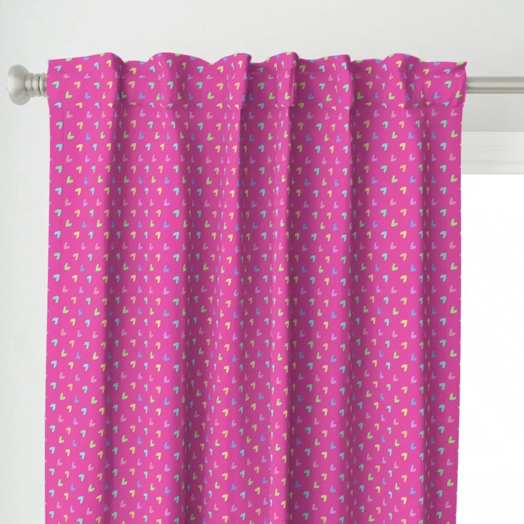 Hearts Pattern Curtain Panel - Pink alternate view