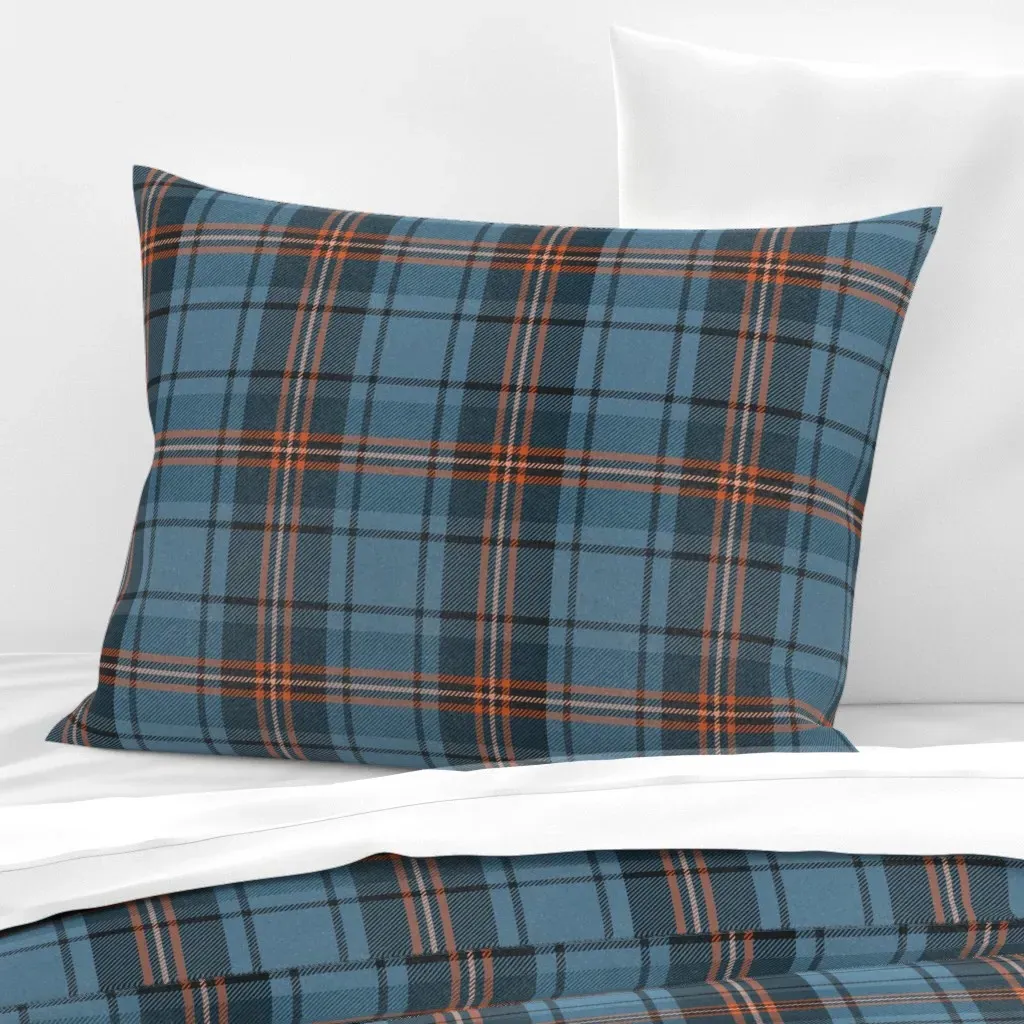 Hebridean Summer Blue Tartan Standard Knife Edge Cushion - Blue, Cotton Sateen product