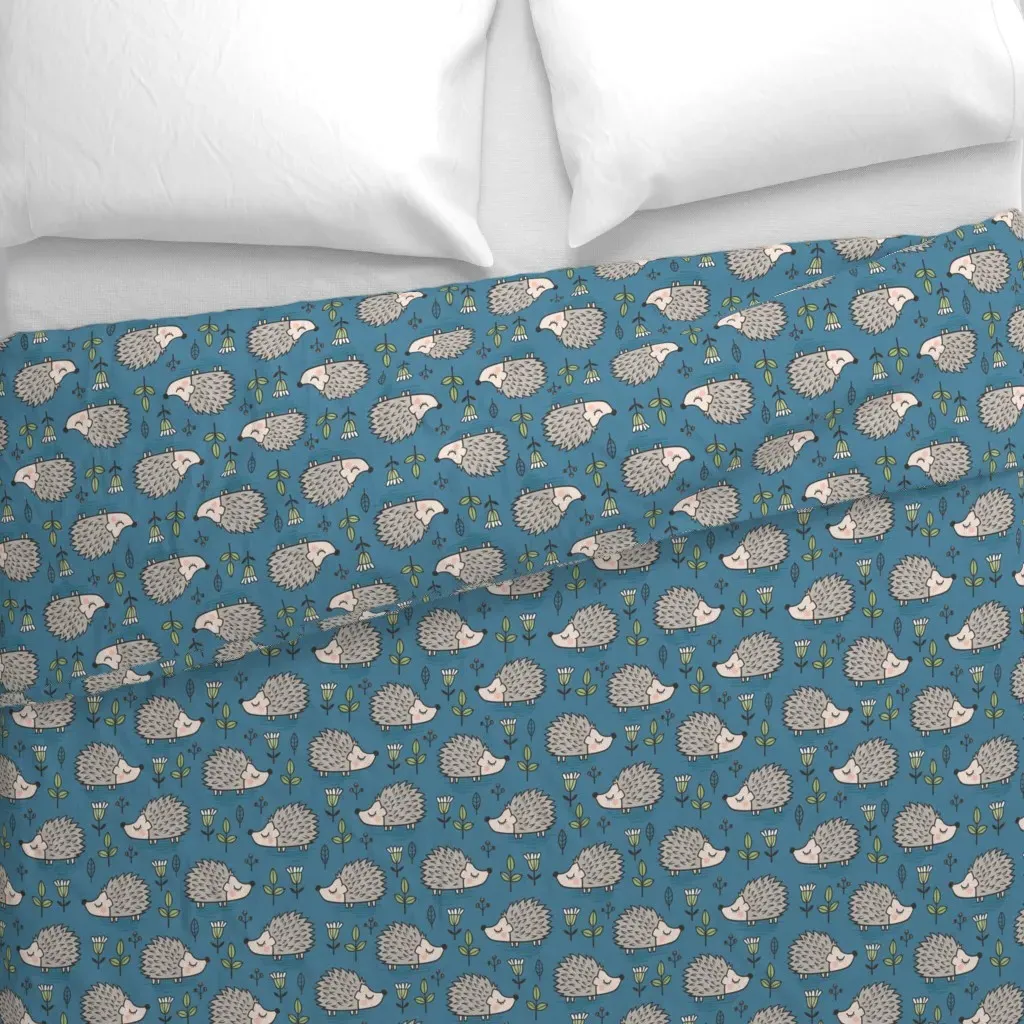 Hedgehog With Leaves Duvet Cover - Gray alternate view