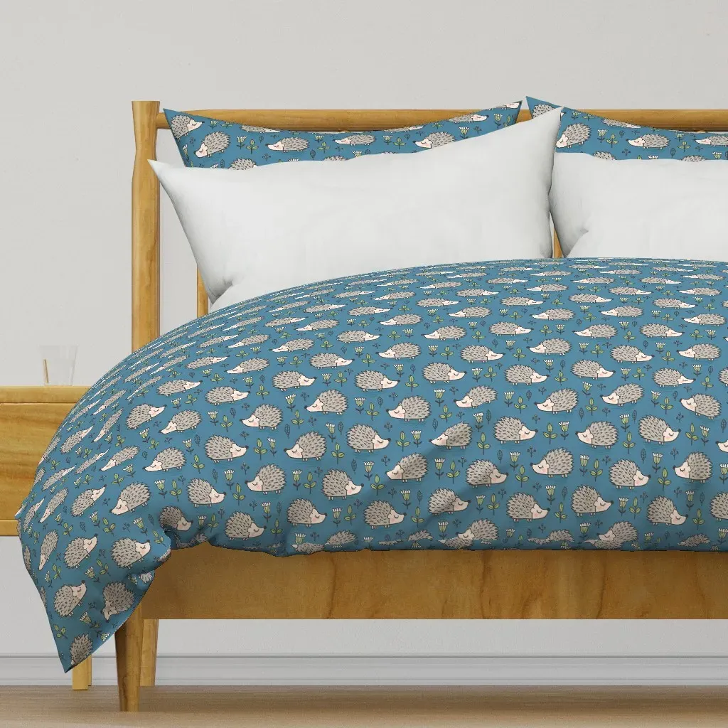 Hedgehog With Leaves Duvet Cover - Gray product
