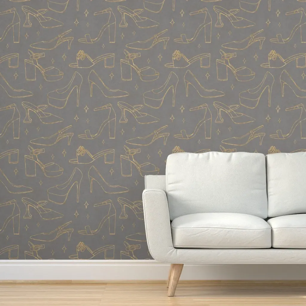 Heels Peel and Stick Wallpaper - Blue, Gold product