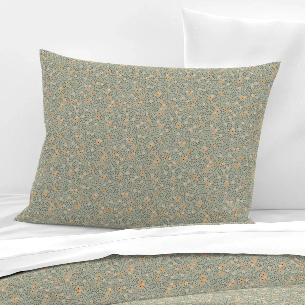 Hello Daisy Standard Knife Edge Cushion Cover - Sage Green, Cotton Sateen product