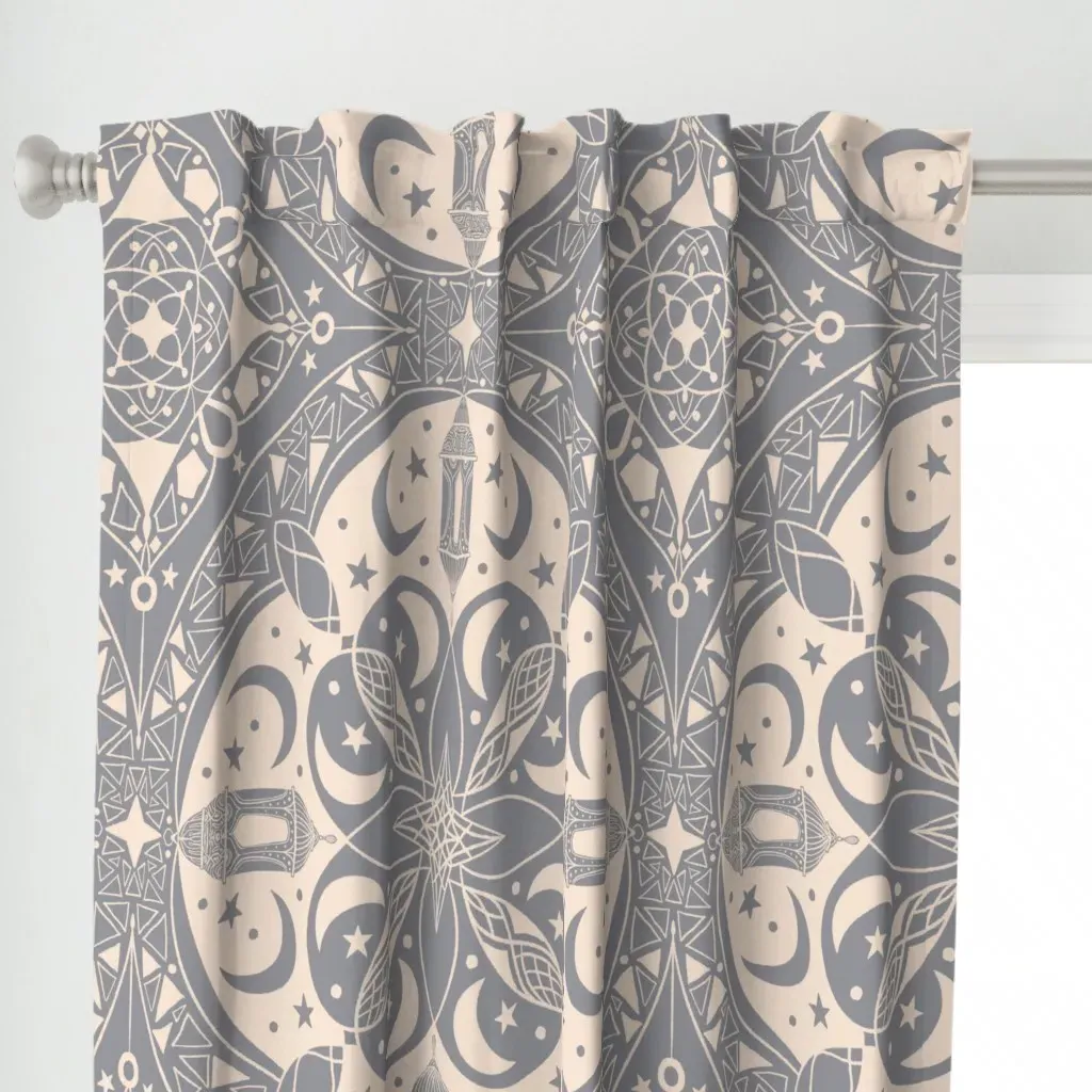 Hello Ramadan Curtain Panel - Gray alternate view