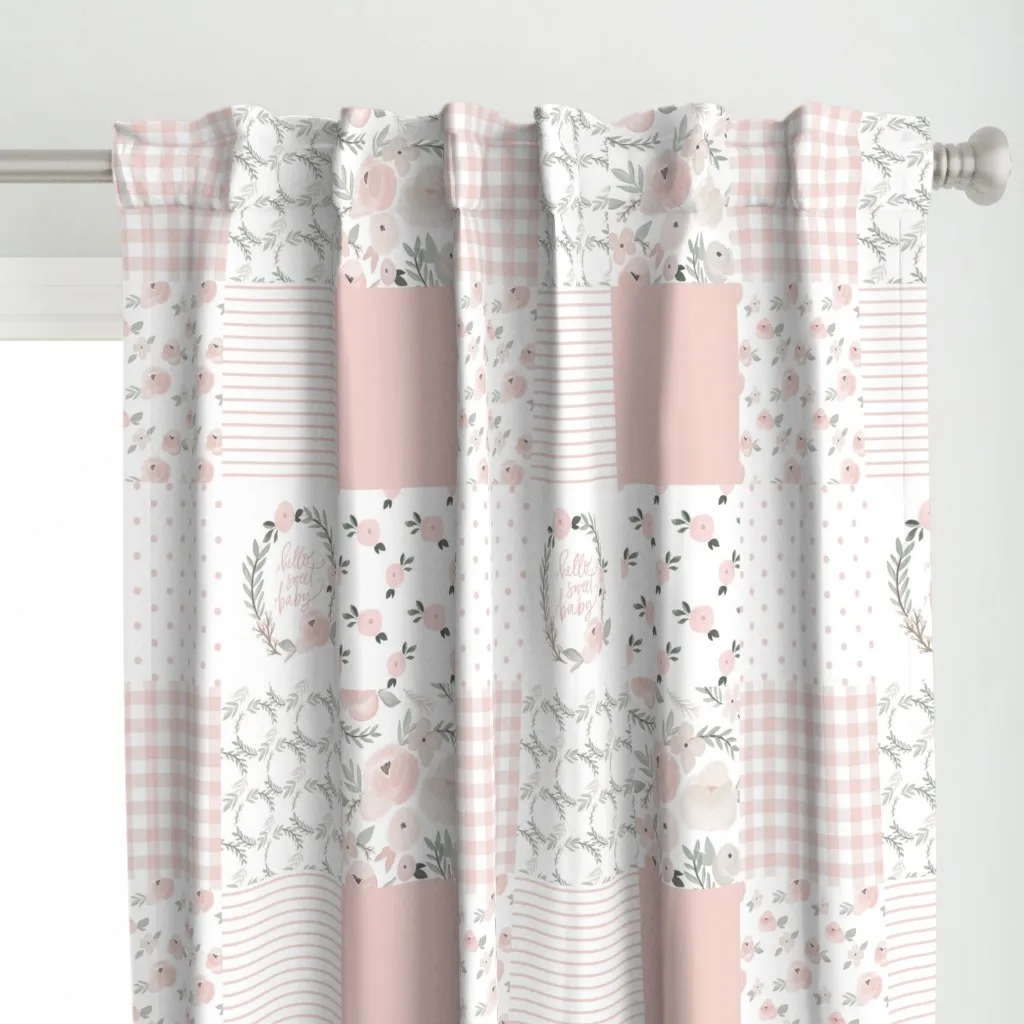 Hello Sweet Baby Cheater Curtain Panel - Pink alternate view