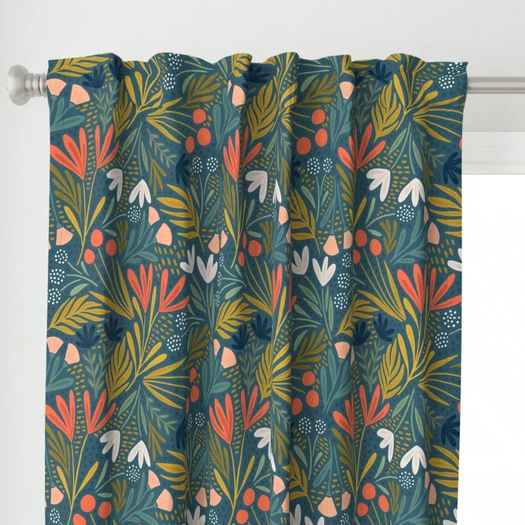Henrietta Floral Curtain Panel - Coral alternate view
