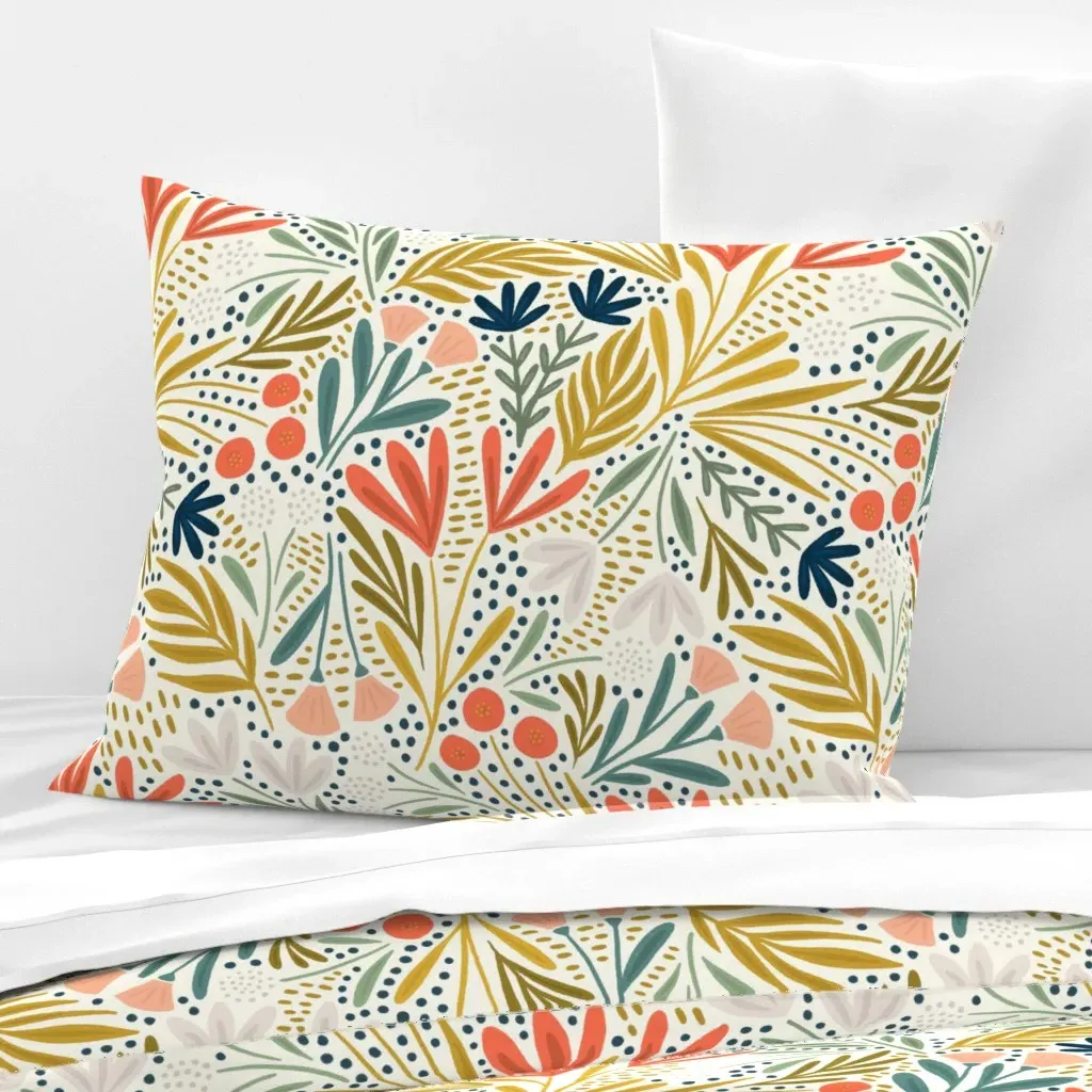 Henrietta Floral Standard Knife Edge Pillow Sham - Coral, Cotton Sateen product