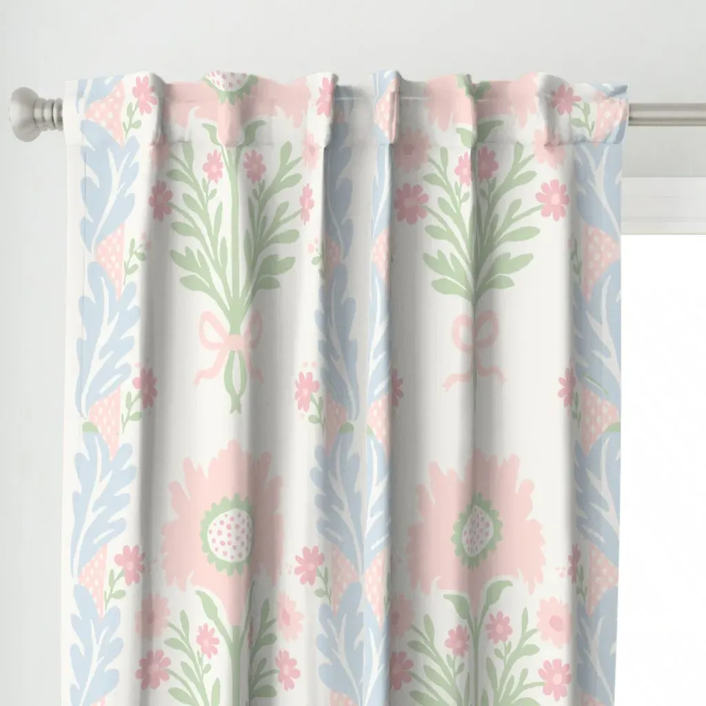 Henrietta Polar Blue Curtain Panel - Pink alternate view