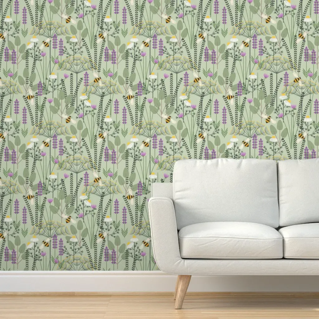 Herb Garden Peel and Stick Wallpaper - Green product
