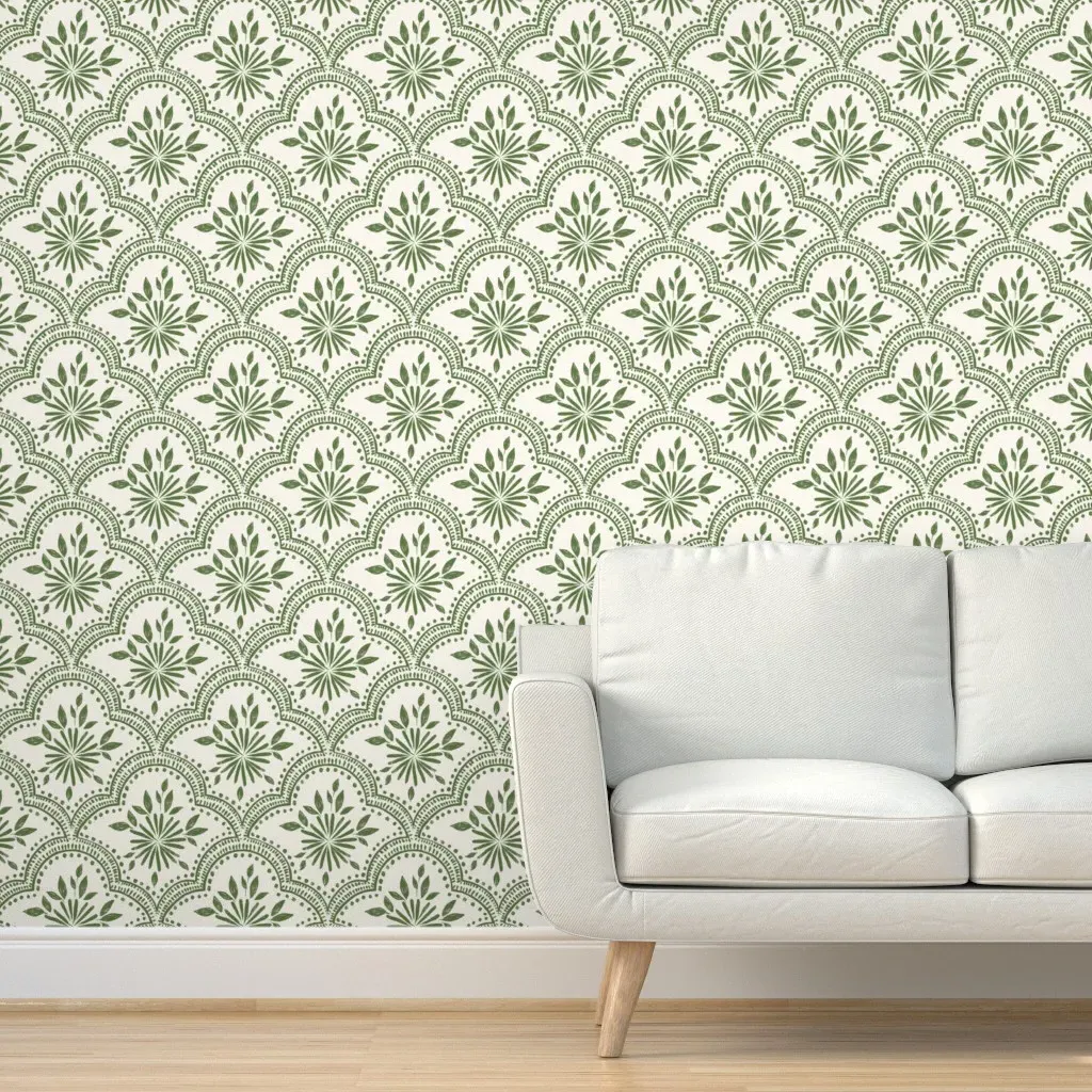 Herb On Cream Peel and Stick Wallpaper - Sage Green product