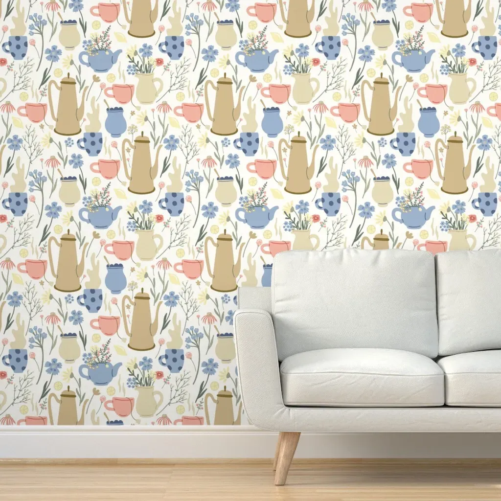Herbal Tea Hero Pattern Peel and Stick Wallpaper - Removable product