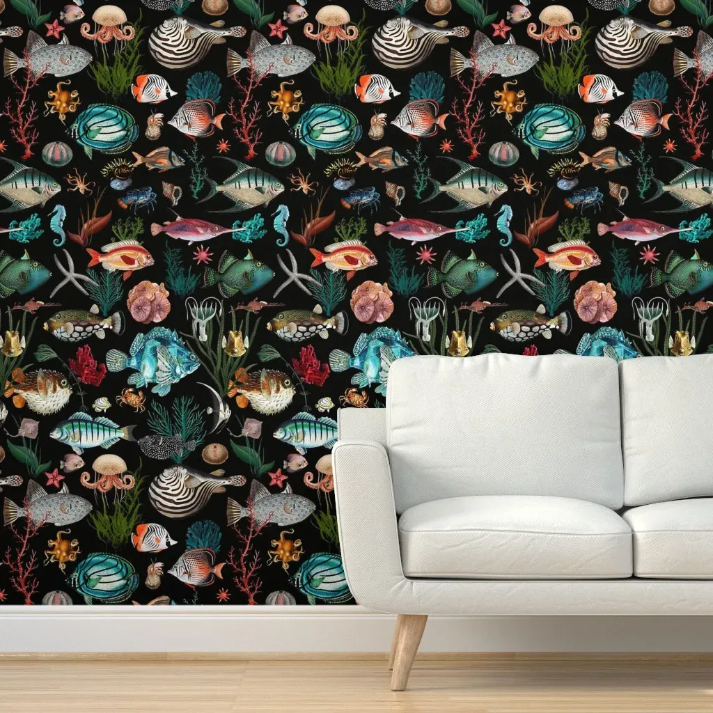 Here Fishy Fishy Peel and Stick Wallpaper - Blue product