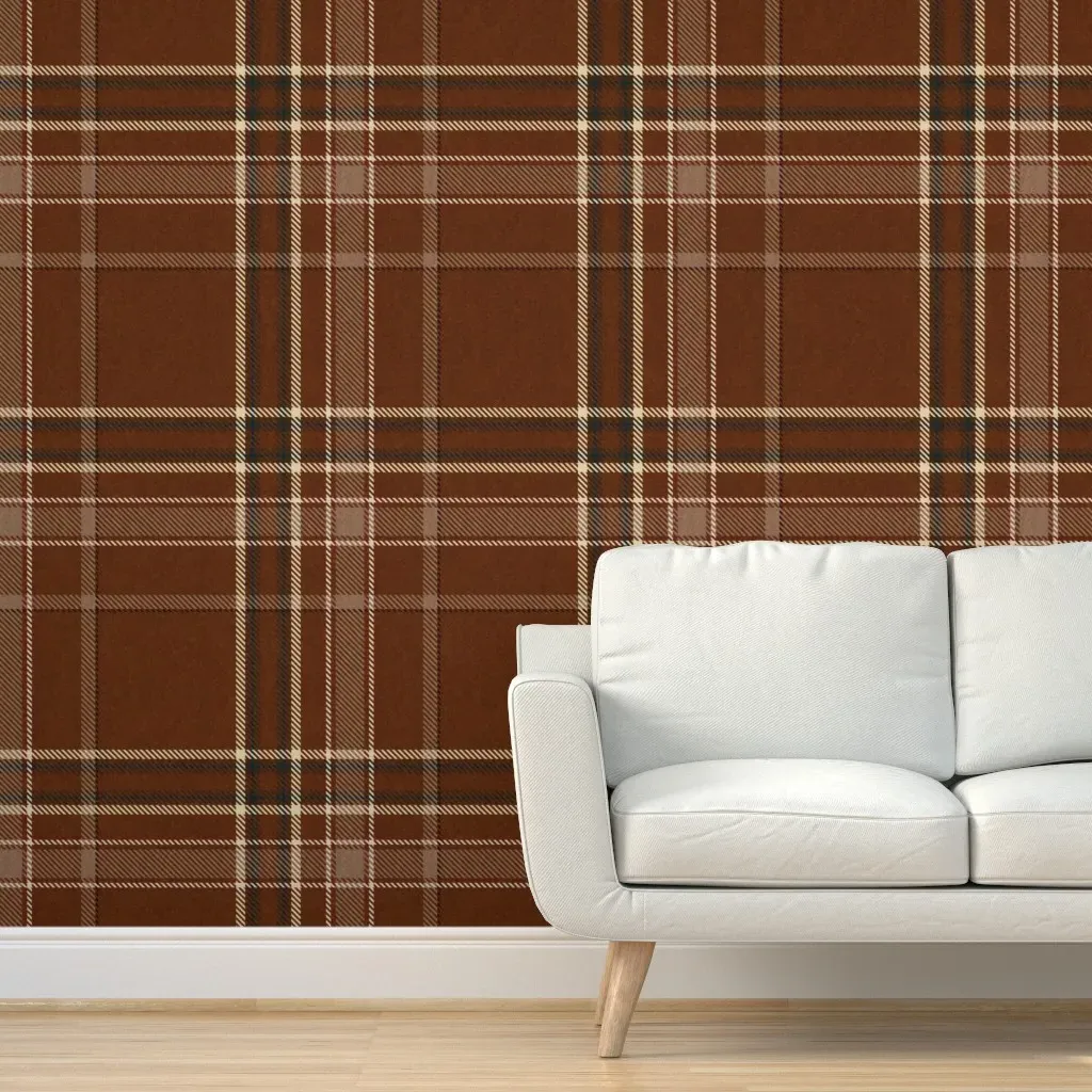 Heritage Autumn Hunt Club Plaid Peel and Stick Wallpaper - Brown, Wool Texture product