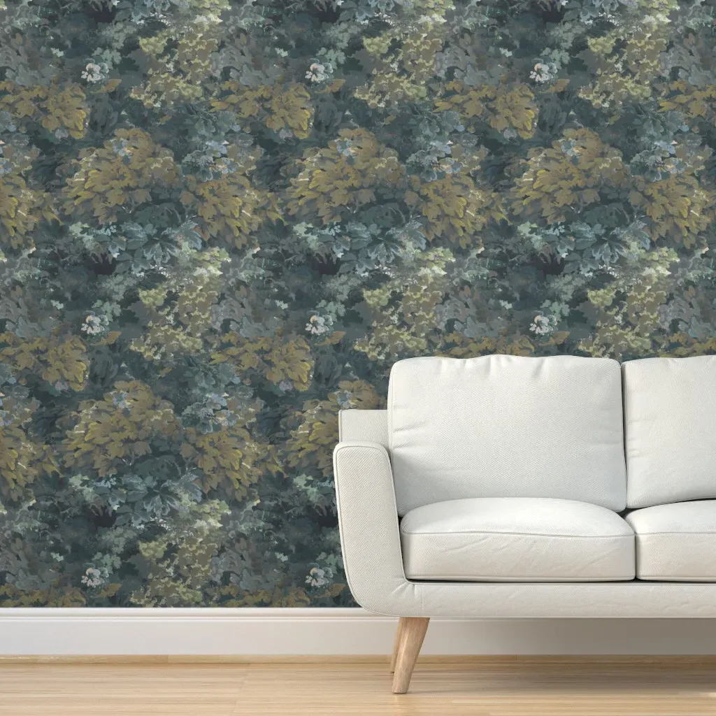 Heritage Charm Botanical Tapestry Peel and Stick Wallpaper - Dark Teal product
