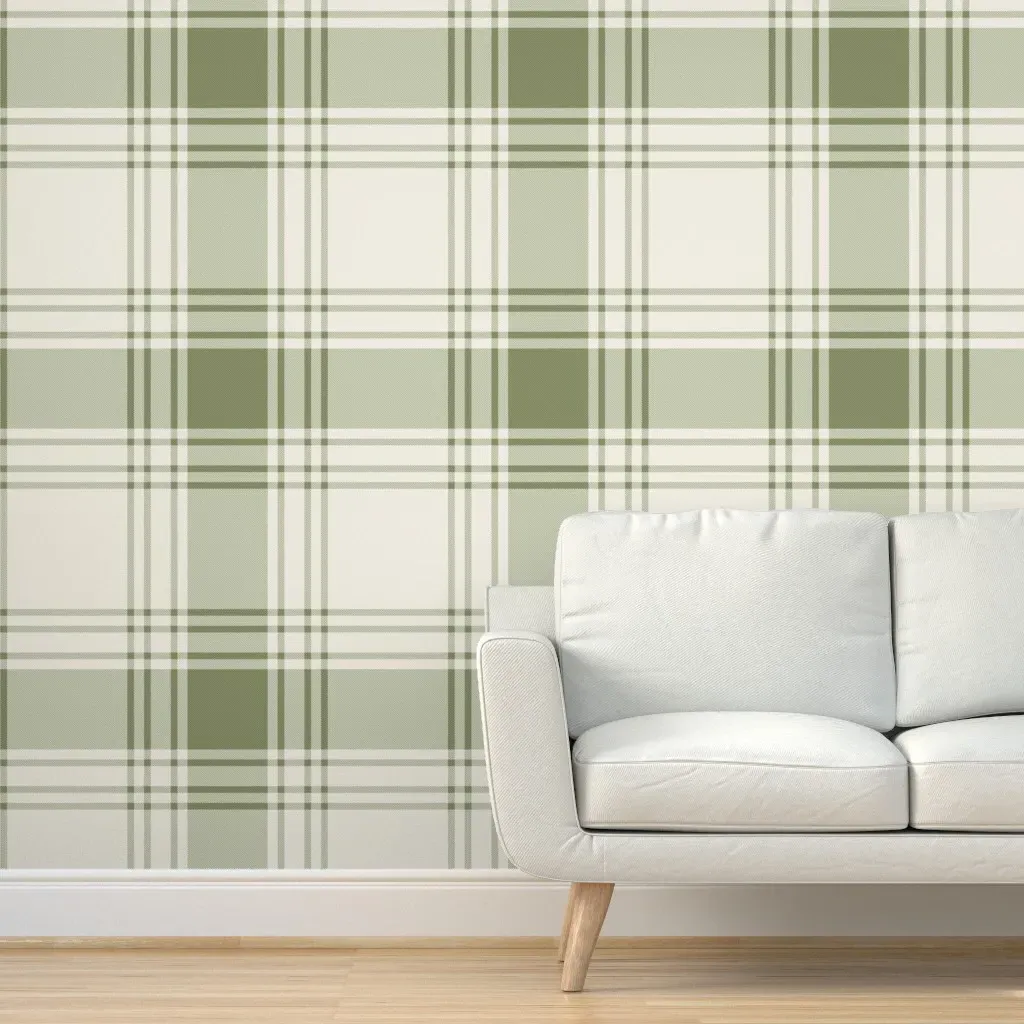 Heritage Farmhouse Jumbo Simple Plaid Peel and Stick Wallpaper - Sage Green product