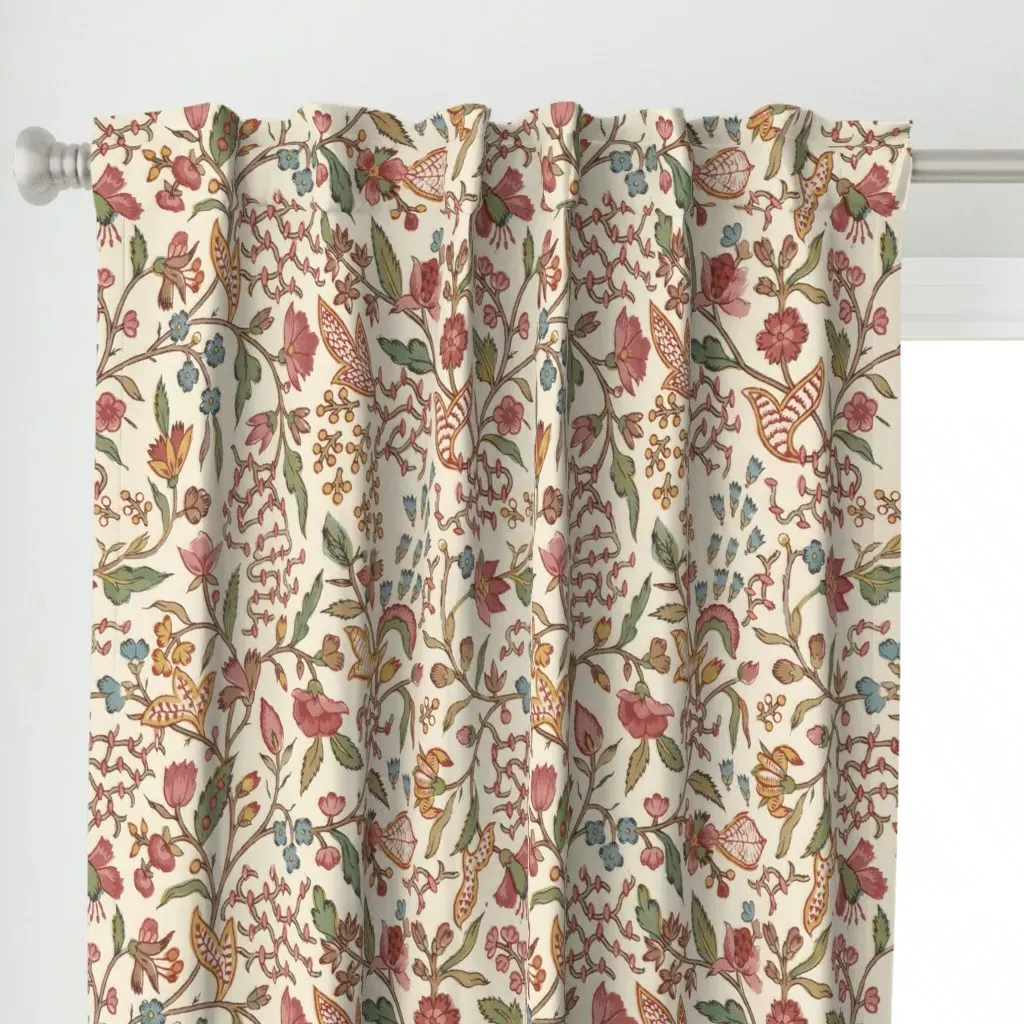Heritage French Botanical Curtain Panel - Red alternate view