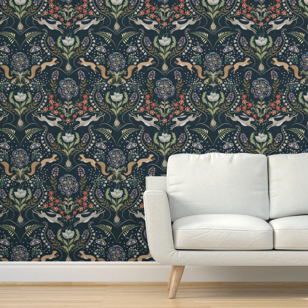 Heritage Garden Peel and Stick Wallpaper - Navy Blue product