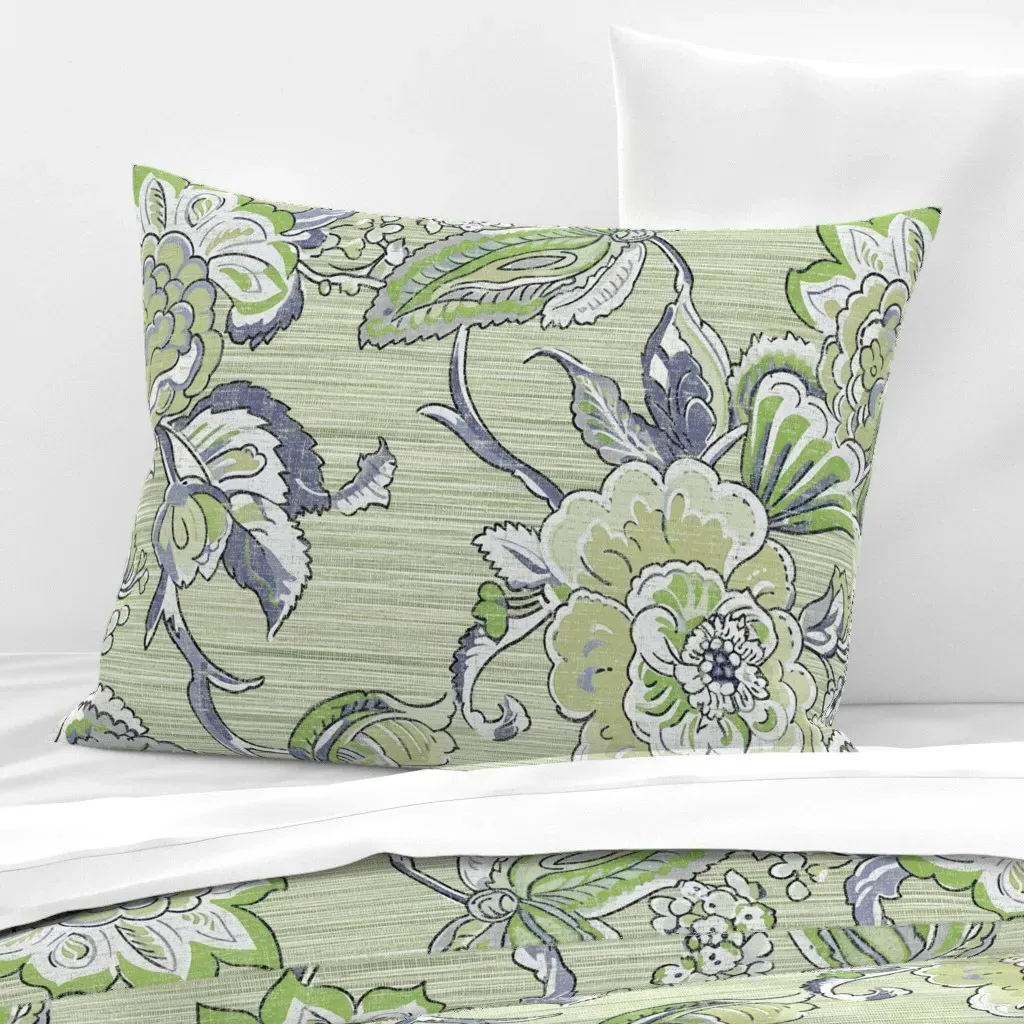 Heritage Jacobean Grass Wallpaper Pillow - Sage Green, Cotton Sateen product