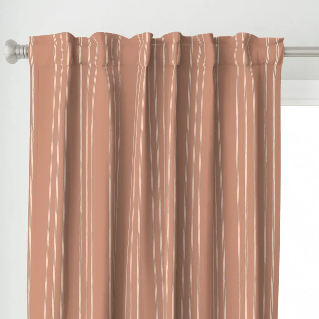 Heritage Pencil Stripe Curtain Panel - Terracotta alternate view