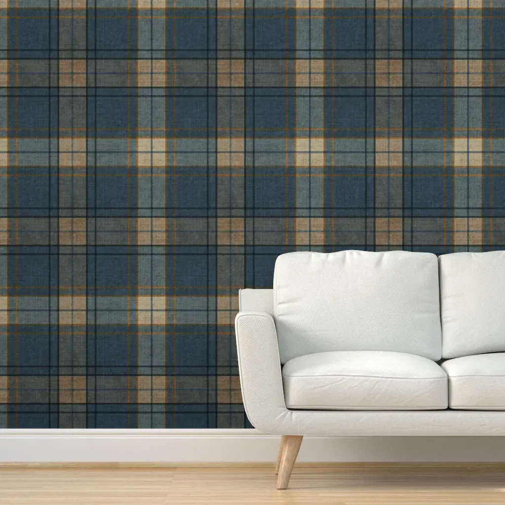 Heritage Plaid Check Peel and Stick Wallpaper - Navy Blue product