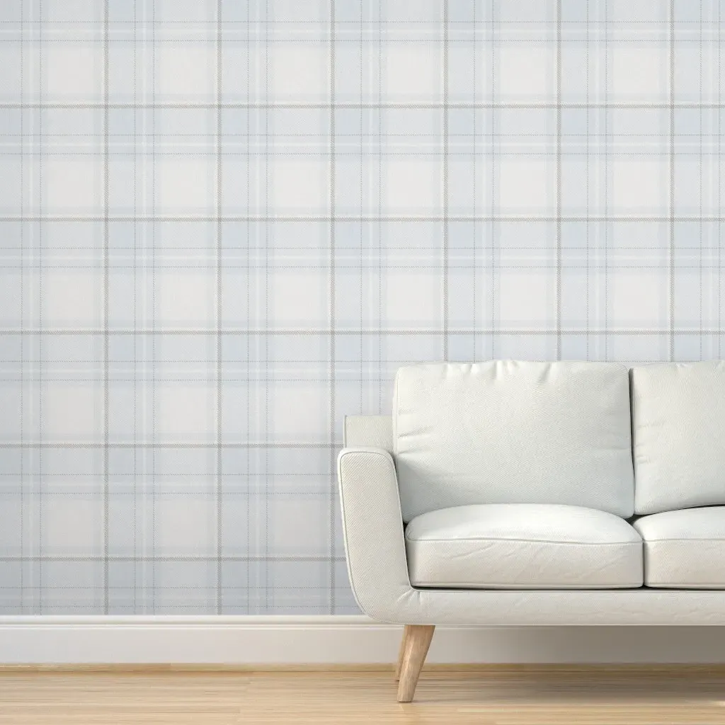 Heritage Plaid Peel and Stick Wallpaper Large Scale - Light Blue product