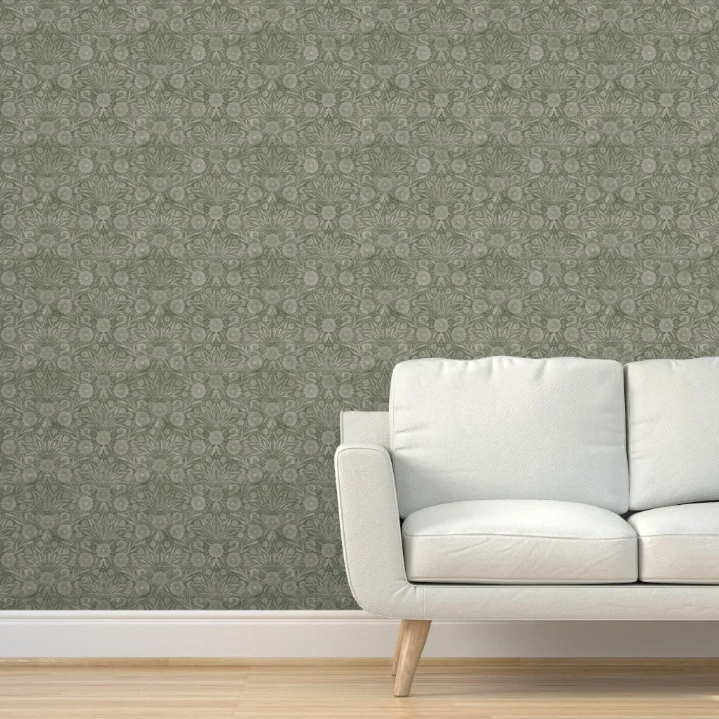 Heritage Revival Daisy Motif Peel and Stick Wallpaper - Sage Green product