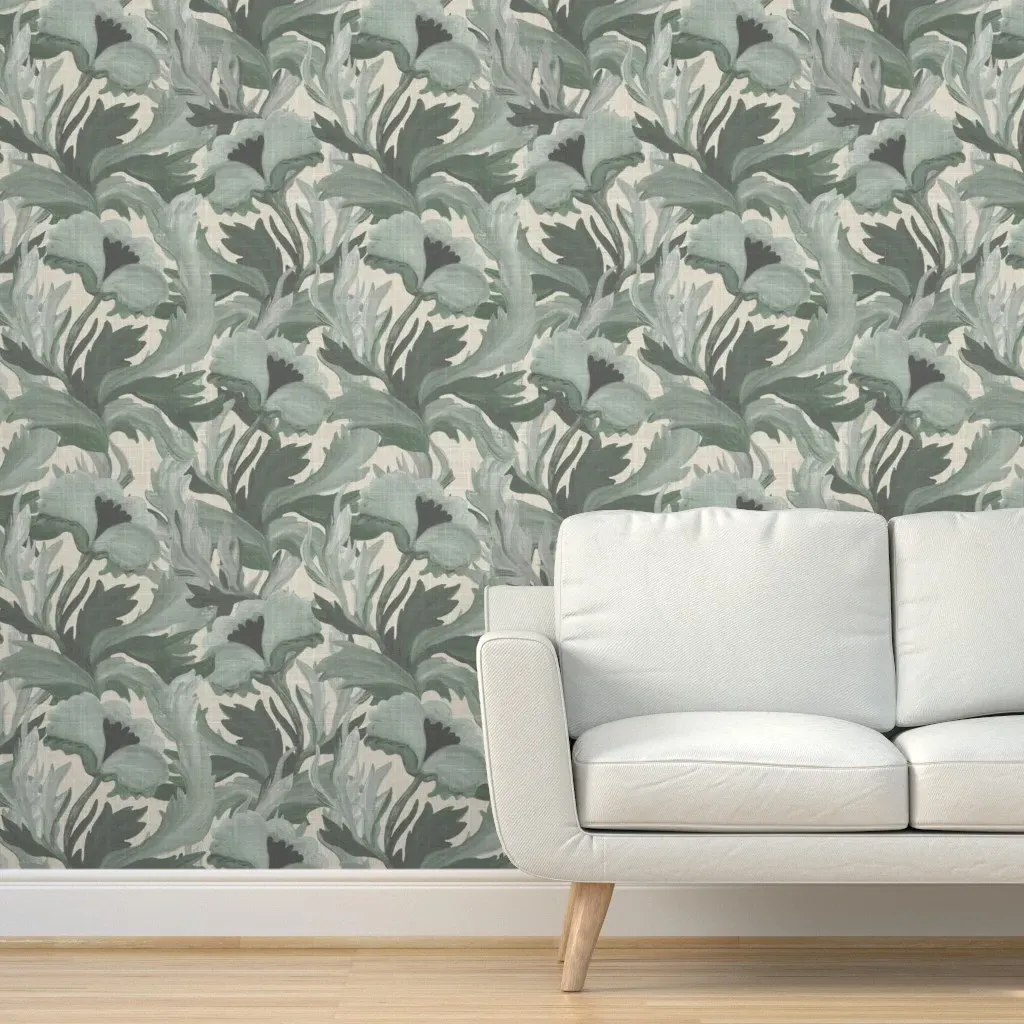 Heritage Revival Floral Poppy Peel and Stick Wallpaper - Sage Green product