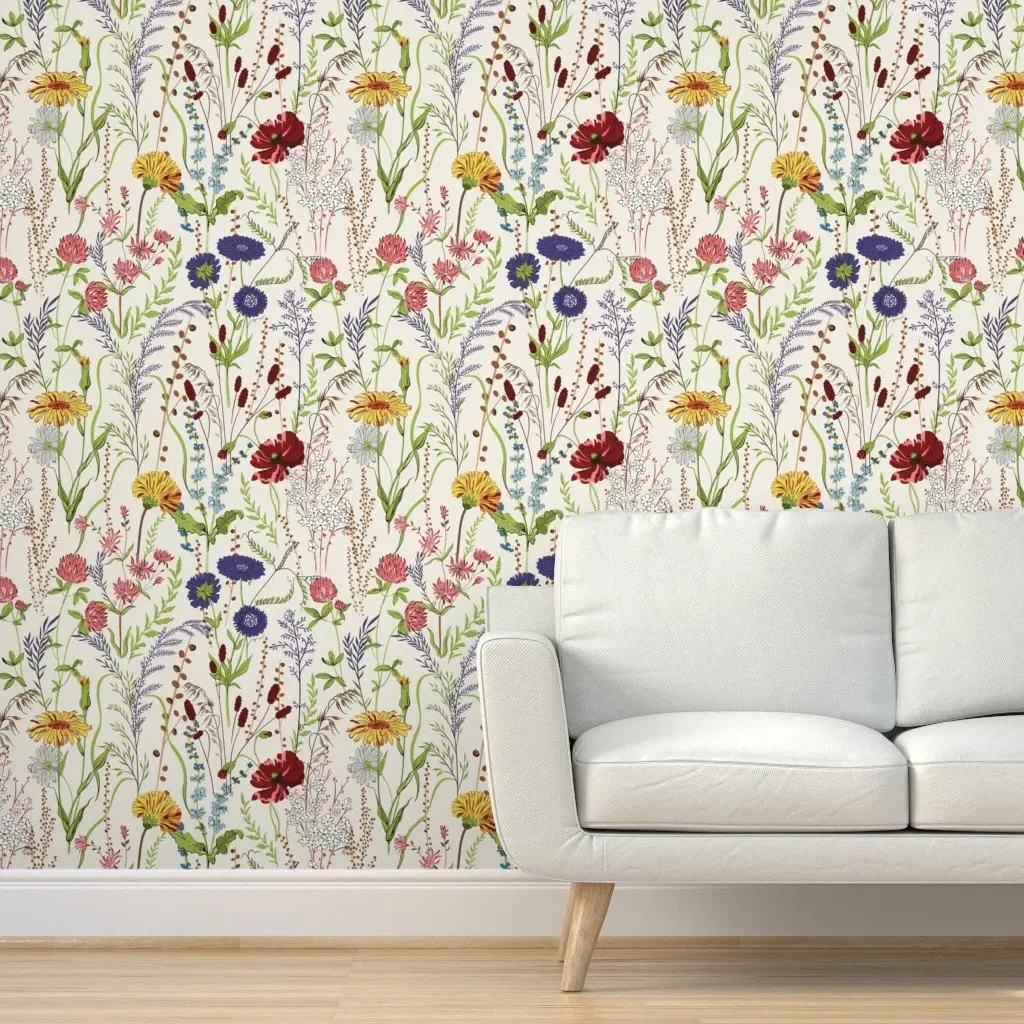 Heritage Revival Meadow Flowers Peel and Stick Wallpaper - Red product