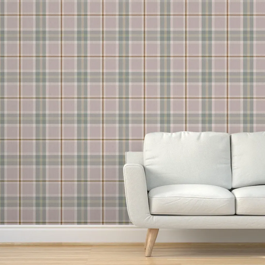 Heritage Tartan Plaid Peel and Stick Wallpaper - Dusky Pink Taupe product