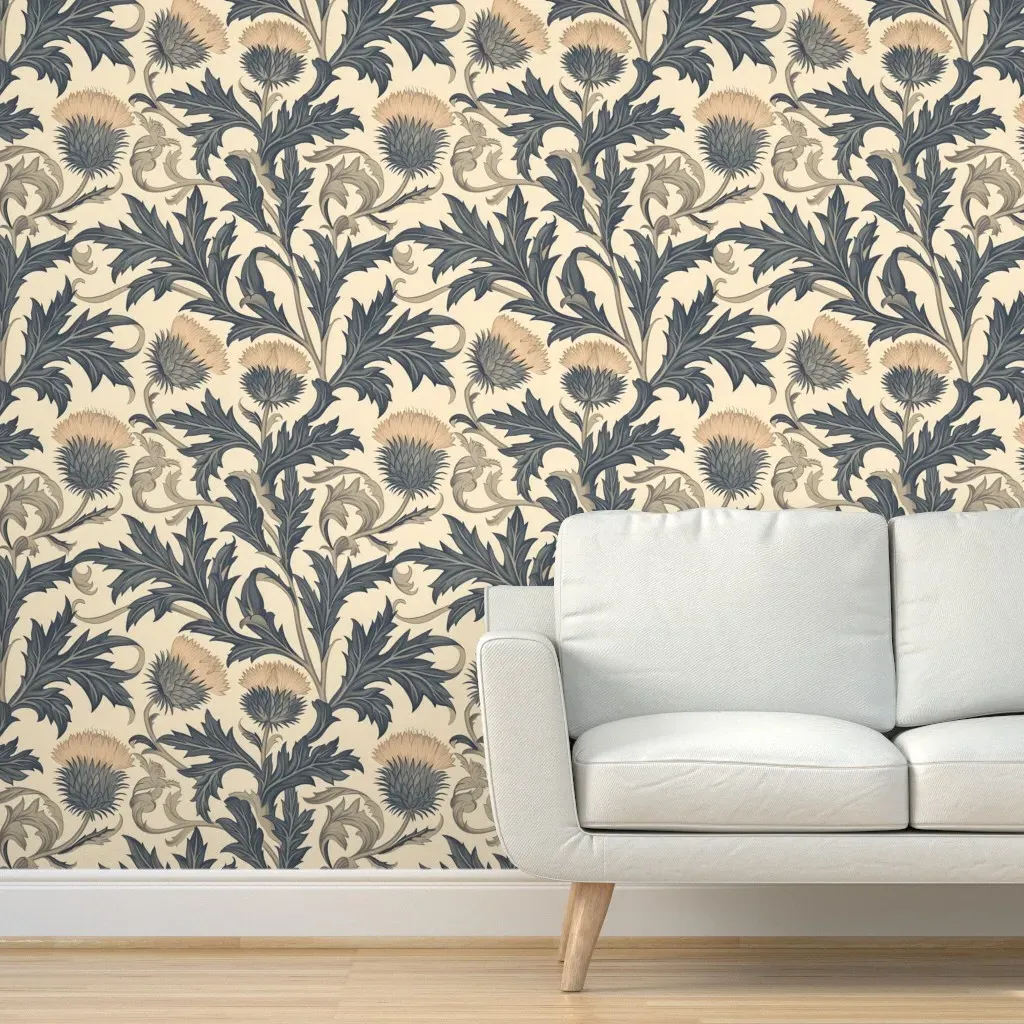 Heritage Thistle Peel and Stick Wallpaper - Dark Gray-Blue product