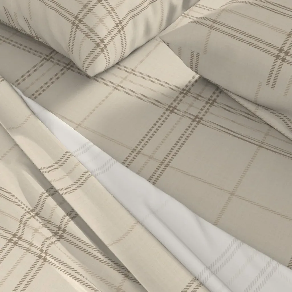 Heritage Windowpane Plaid Twin Sheet Set - Beige, Linen alternate view
