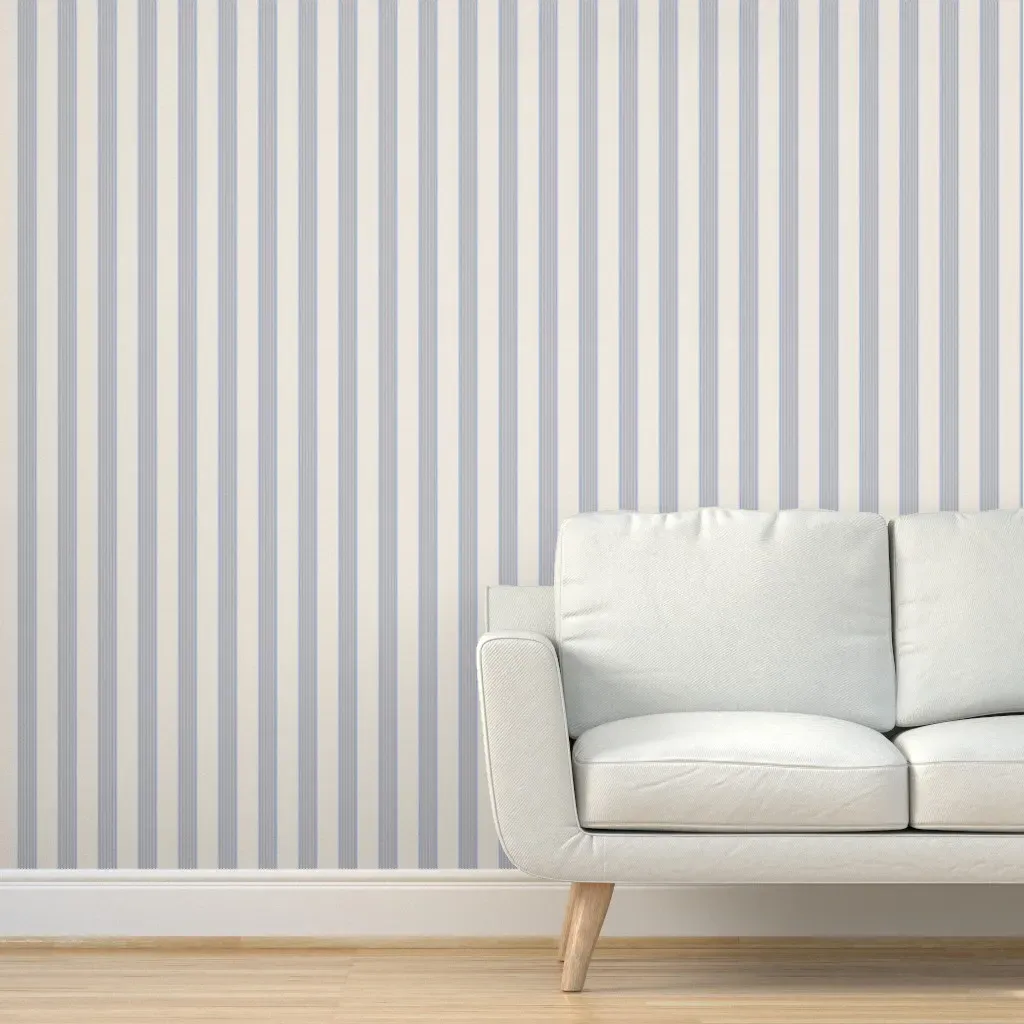 Heritage Woven Ticking Stripe Peel and Stick Wallpaper - Navy Blue product