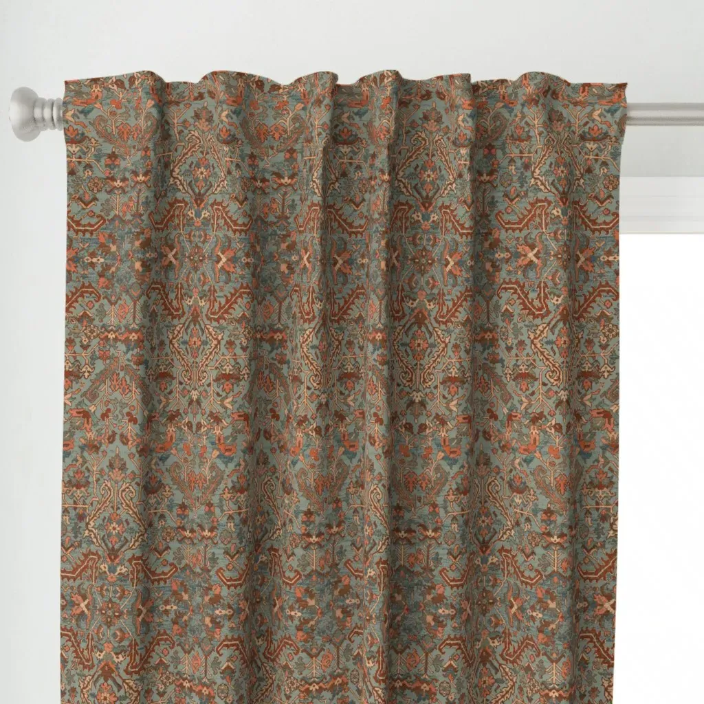 Heriz Fans Curtain Panel - Dusty Teal alternate view