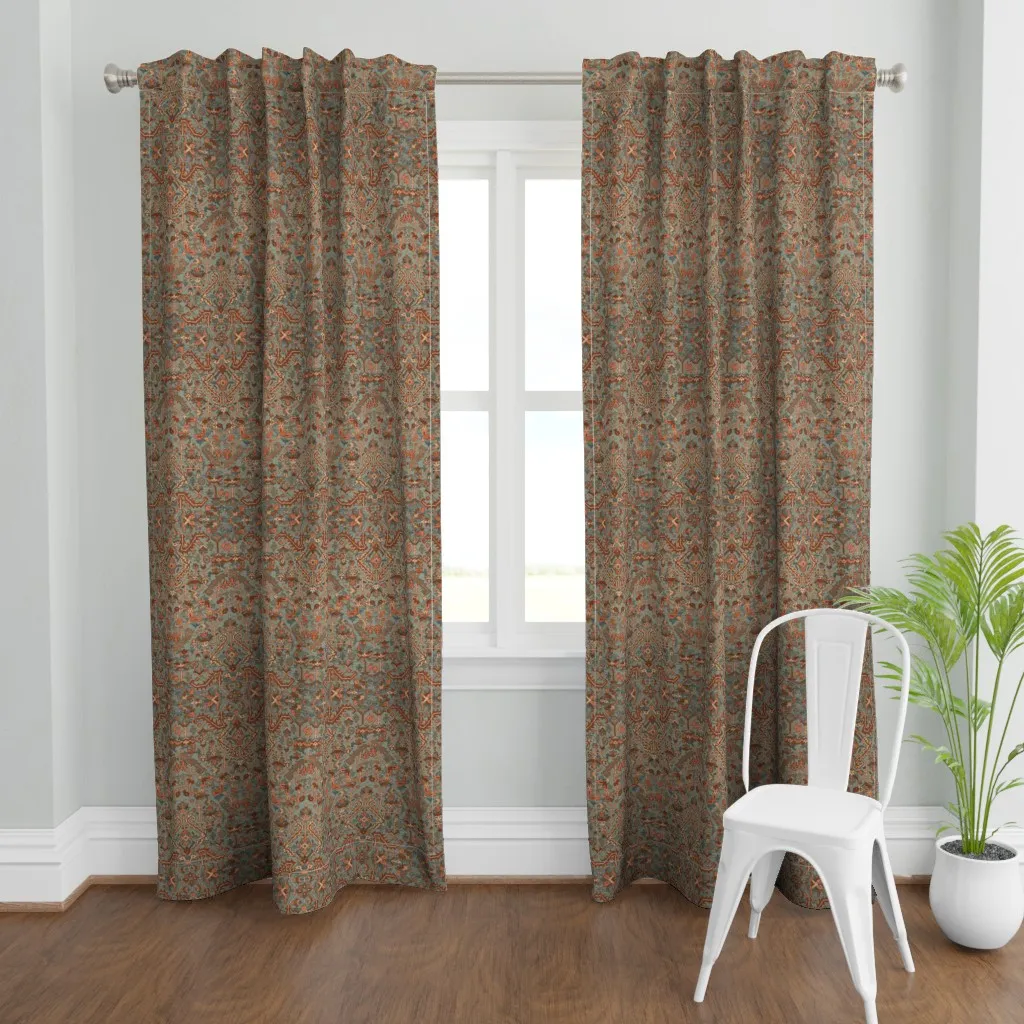 Heriz Fans Curtain Panel - Dusty Teal product