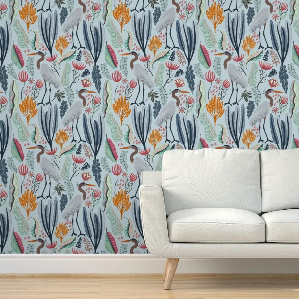 Heron And Plants Peel and Stick Wallpaper - Dayflower product