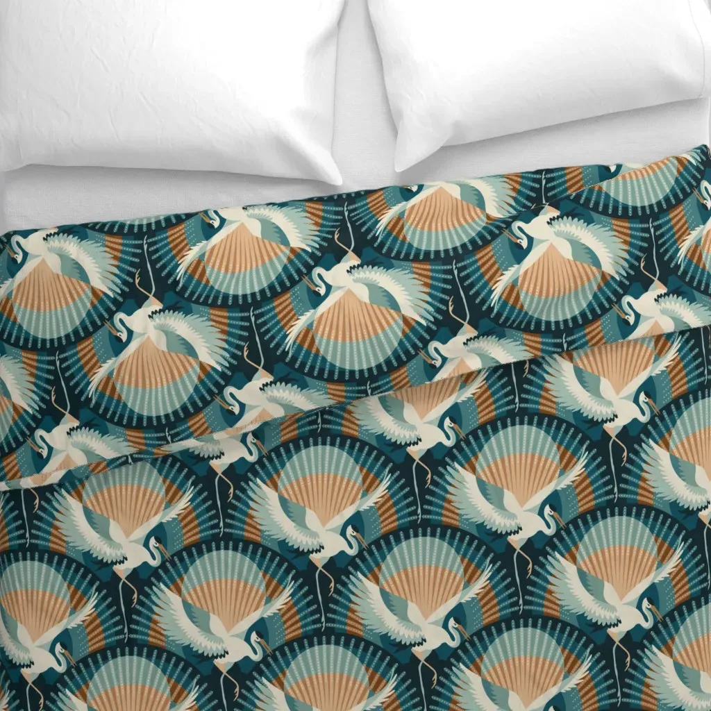 Heron At Sunset Small Scale Duvet Cover - Teal alternate view