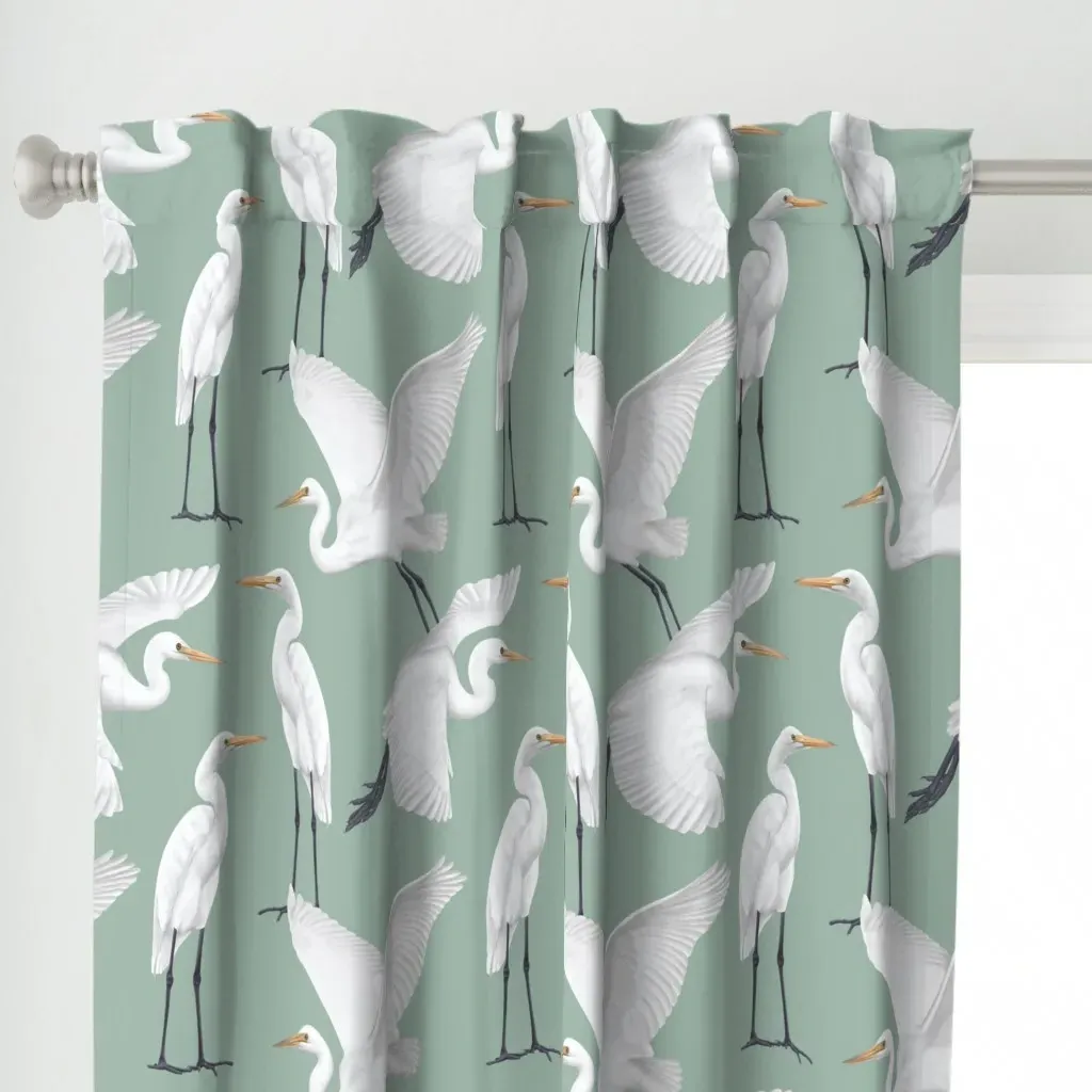 Heron Curtain Panel - White alternate view