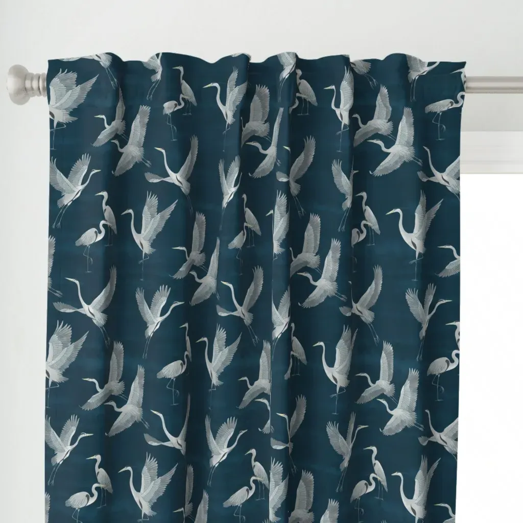 Heron Dance Curtain Panel - Gray alternate view