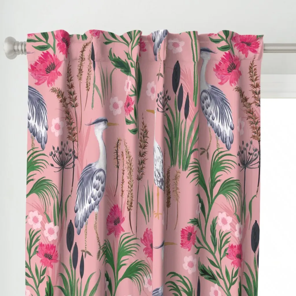 Heron French Country Curtain Panel - Blush Pink alternate view