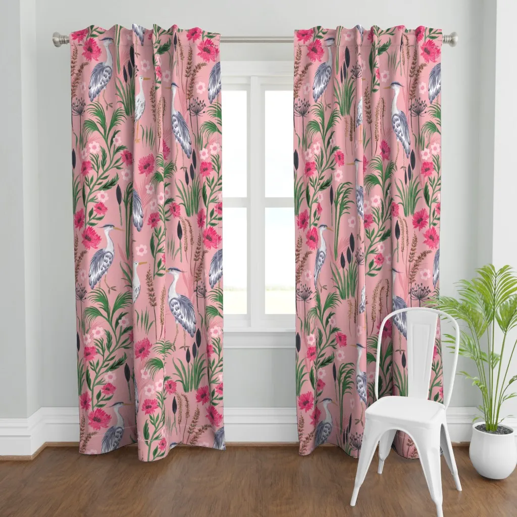 Heron French Country Curtain Panel - Blush Pink product