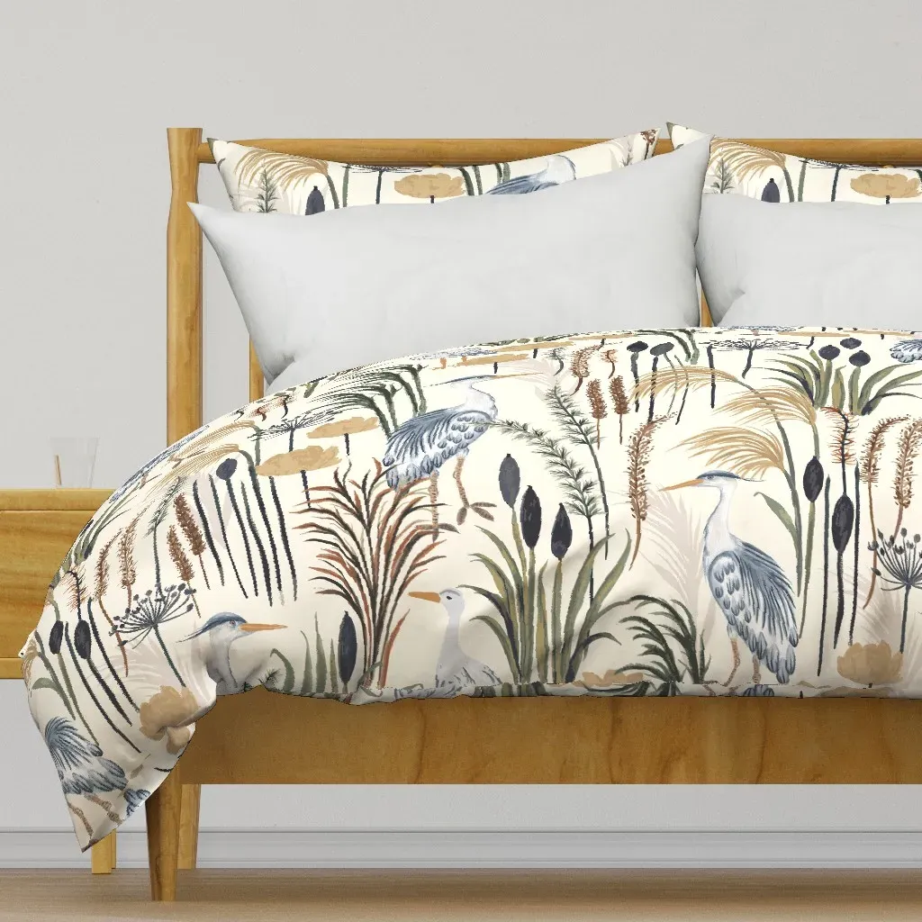 Heron Ivory Beige Duvet Cover - Gray-Blue product