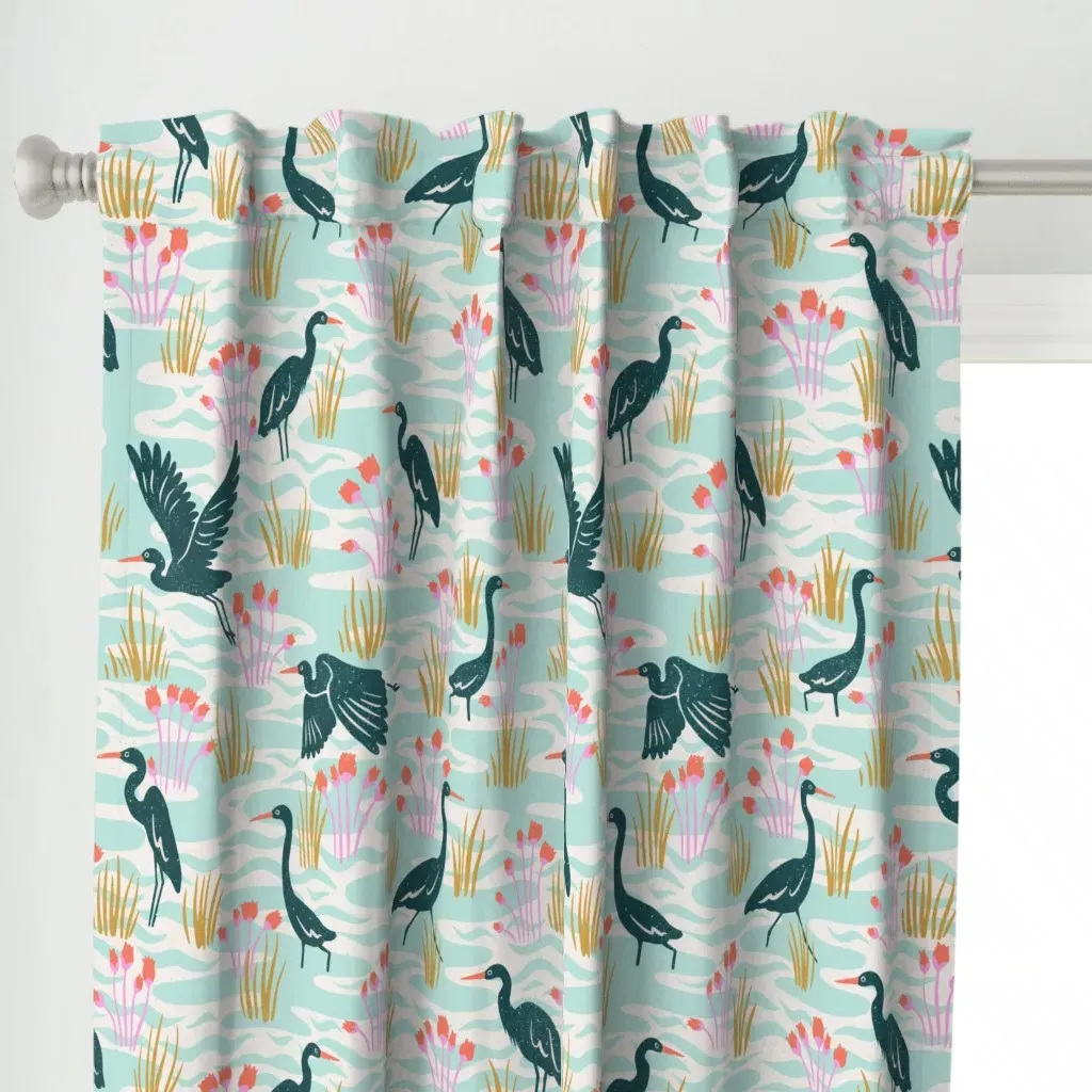 Heron Lagoon XL Curtain Panel - Teal alternate view