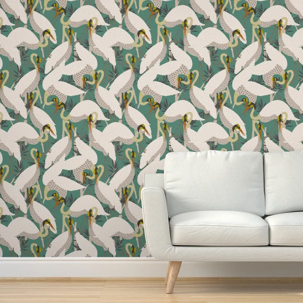 Heron Large Peel and Stick Wallpaper - Green product
