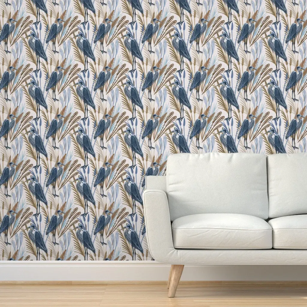 Heron Peel and Stick Wallpaper - Blue product