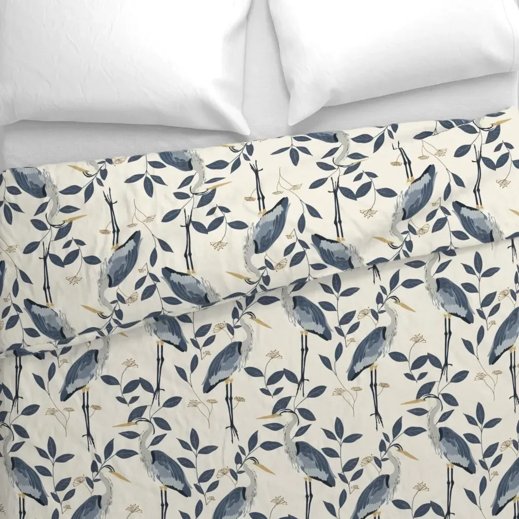 Heron With Plants Duvet Cover - Blue-Gray alternate view
