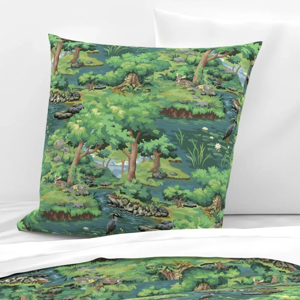 Heron Woods Sylvan Paint By Number Euro Pillow Sham - Green product