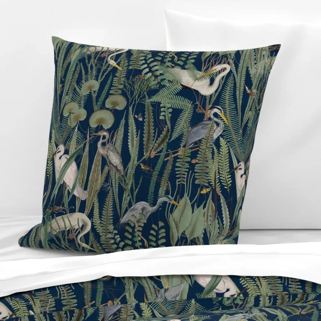 Herons And Egrets Euro Pillow Sham - Teal product